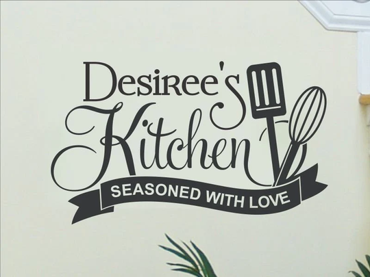 Personalized Name Seasoned With Love Kitchen Wall Decal & Dining Decor Island