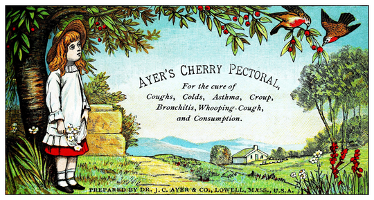 Ayer's Cherry Pectoral Vintage Patent Medicine Image Hand Made Note Cards Birthday Graduation Thank You Get Well
