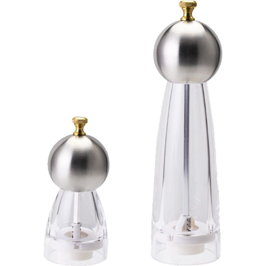 Premium Acrylic Salt and Pepper Grinder Set, Adjustable Coarseness, Easy to Fill 5 inches + 8 inches (color box)