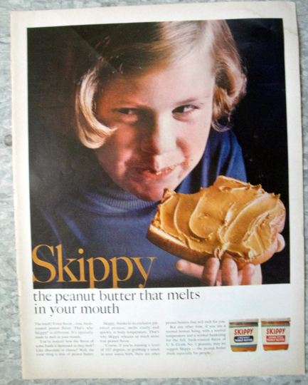 1966 Melts in Your Mouth Girl-still Famous Brand Peanut Butter-Original 13.5 10.5 Magazine Ad