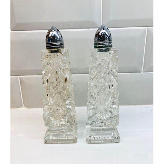 Vintage Crystal Salt & Pepper Shakers