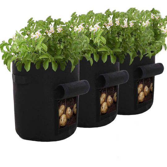 Perle rare Potato Planter Bag 7Gallon Plant Growing Bag Plastic Plant Bag for Potatoes, Tomatoes, Herbs, etc. Black 3pcs 30 * 35
