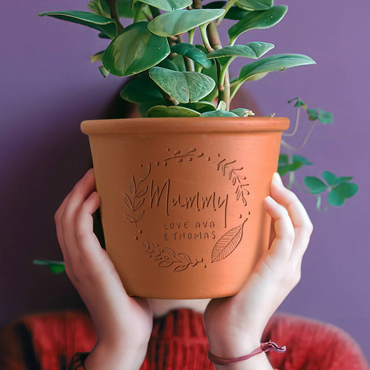 Engraved Handwritten Name Pot