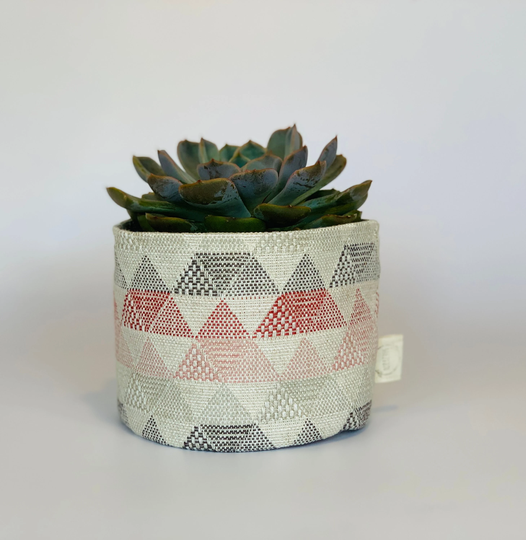 Eco Friendly Upcycled Multicoloured Triangle Design Fabric Plant Pot Cover