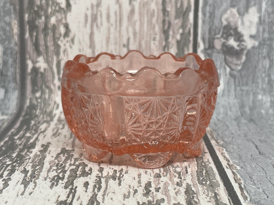 Davidson Lady Chippendale Open Salt Dish, Victorian Rose Pink Glass