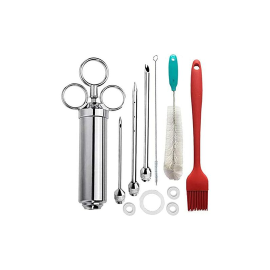 Marinade Syringe 304 stainless steel Meat Injector Gravy Syringe Juicer Professional Marinade for Turkey Beef Chicken Turkey Meat Roasts Barbecue