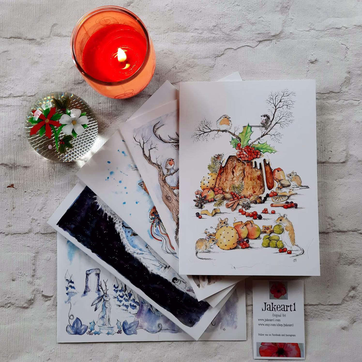 Christmas Cards Pack Of 5 Original Art A5
