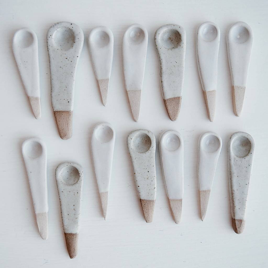 Handmade White Mini Pottery Salt Or Spice Spoon