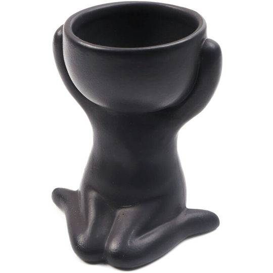 Humanoid Ceramic Flower Pot Succulent Pot Plant Small Vase Crafts Desktop Decoration YL1483 Black