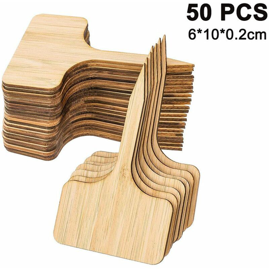 50 pcs plant signs bamboo, T-shape plant plug labeling stick-in labels for nurseries plant growing ornamental plants potted herbs flowers vegetables