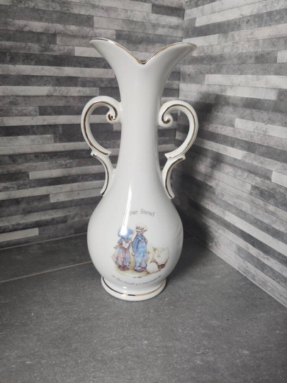 Holly Hobbie China Twin Handled Vase, Plant Pot/Flower Jardinière