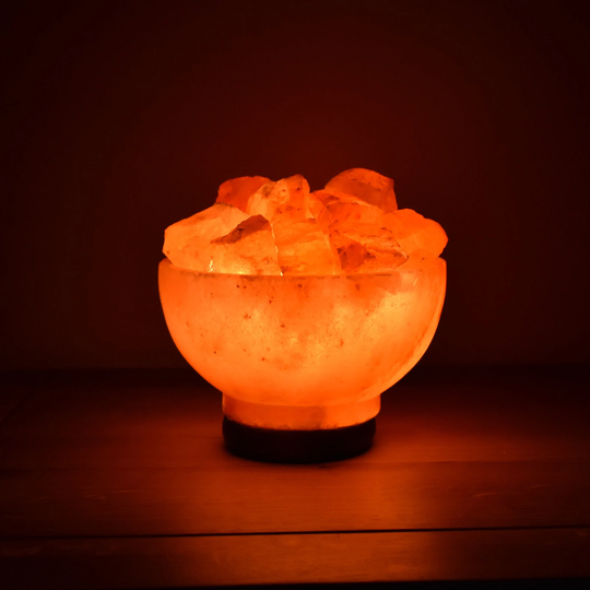 Himalayan Pink Salt Fire Bowl Lamp With Chunks 2-3 Kg - Natural Ionizing Hand Carved Rock Father's Day Gift