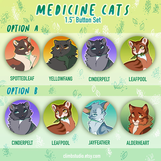 War Cats - Medicine Button Set, Birthday Gifts, Thunderclan