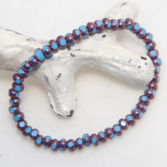 Czech Glass Seed Beads Periwinkle Blue With Bronze Finish X 50Pc