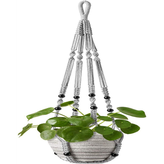 Kartokner - 2nd Macrame Hanging Basket, Cotton Rope Hanging Basket Flower Pot Plant Stand Sturdy Macrame Hanging Basket 89cm Hand Woven Hanger for