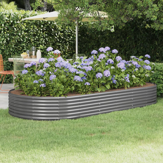 Asupermall - Garden Planter Powder-coated Steel 296x140x36 cm Grey
