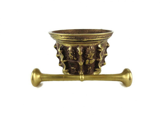 Antique Bronze Mortar With Pestle, 19Th Century Apothecary & Pestle
