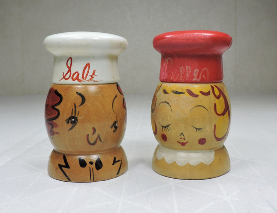 Vintage Wooden Salt & Pepper Shakers