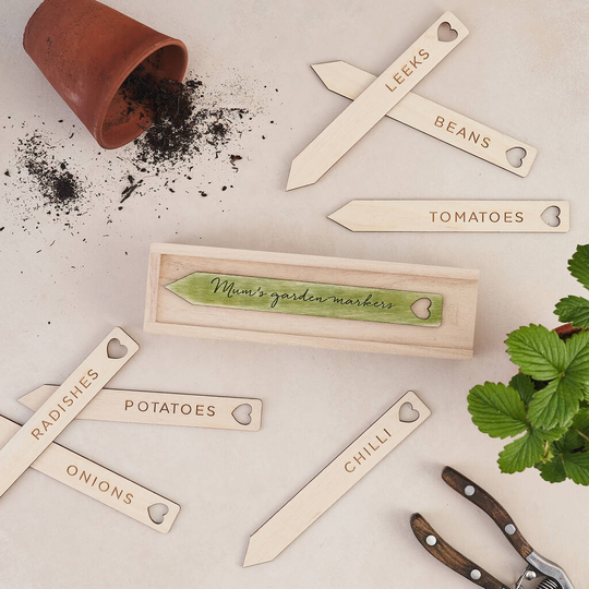 Personalised Box Of Veg And Herb Plant Markers For Her, Red/Green