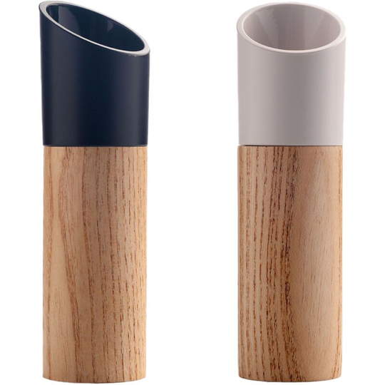 Salt and Pepper Grinder Set, Manual Wood Pepper Mill & Salt Grinder with Adjustable Coarseness black+white