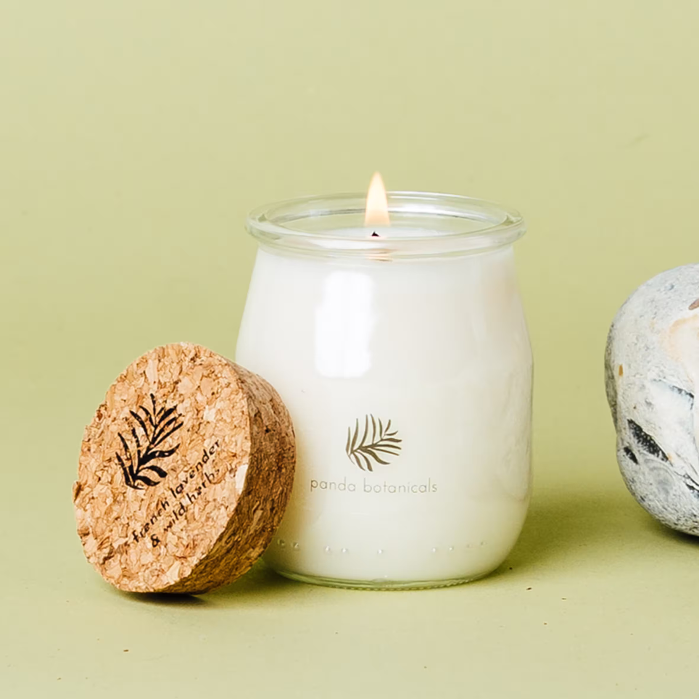 French Lavender & Wild Herbs - Soy Wax Candle Bottle Glass Eco UK