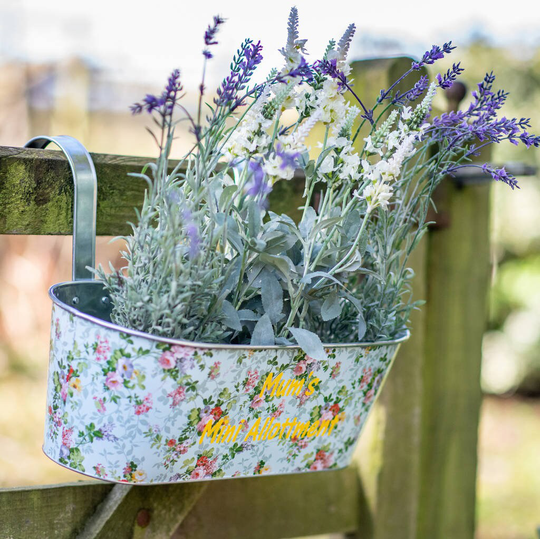 Personalised Floral Hanging Planter- Garden Planter - Flower Planter- Display- Herb Flowers- Pretty Floral- Metal Storage