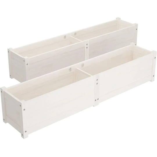 Garden Raised Beds 2 pcs White 150x31x31 cm Solid Pinewood Vidaxl White