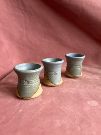 Vintage Stoneware Set Of 3 Egg Cups