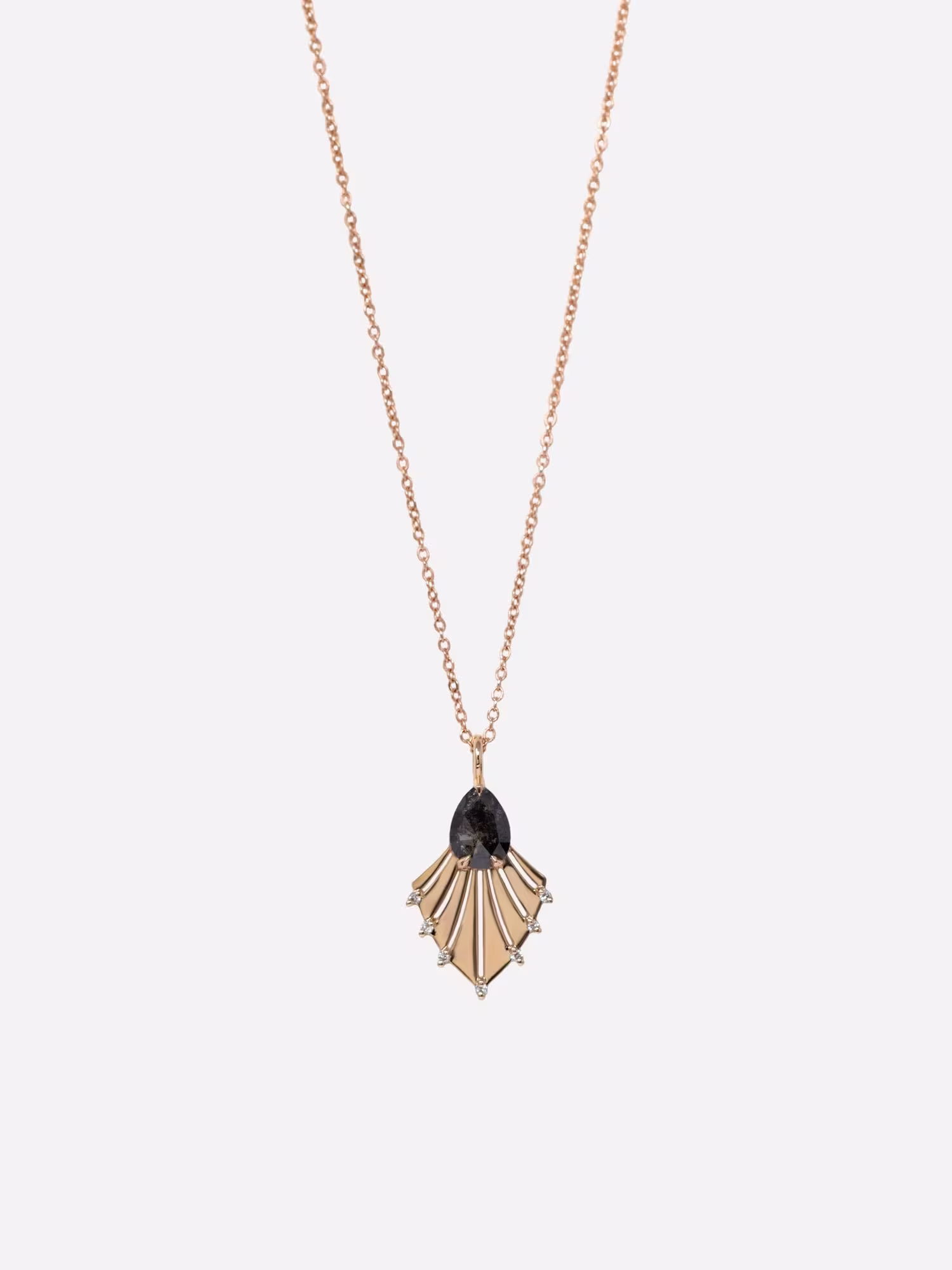 Petra Necklace Salt & Pepper Pear Diamond Necklace Minimalistic Art Deco Style Wedding Designer Engagement