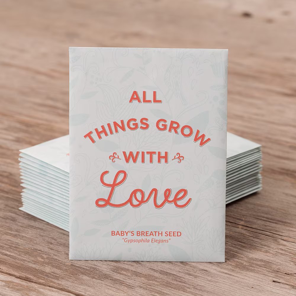 All Things Grow With Love - Baby's Breath 25 Seed Packets- Perfect Eco-Friendly Gift For Diy Gardeners Or New Homeowners Non Gmo Seeds