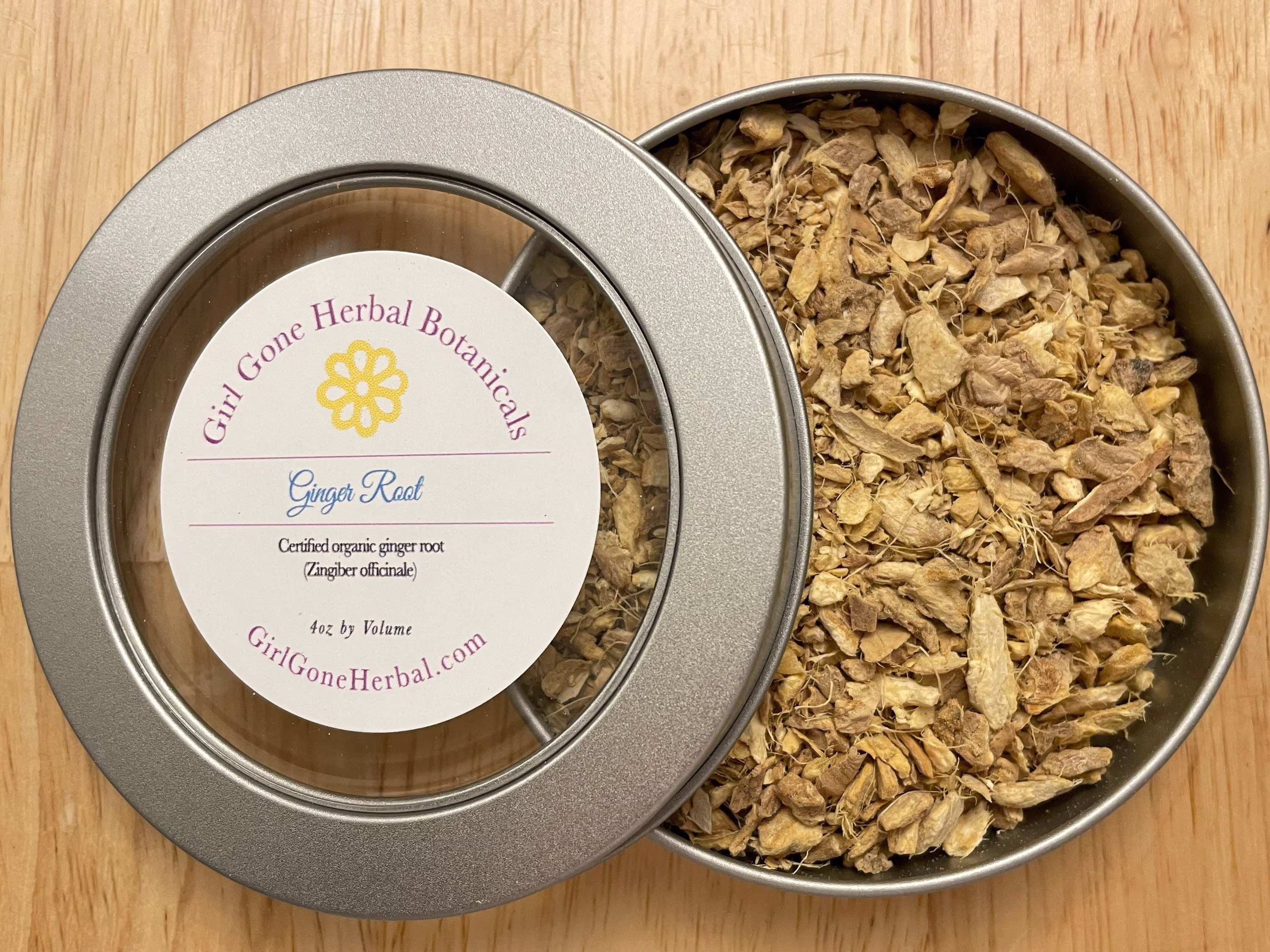 Ginger Herbal Tea, Tummy Anti-Nausea Morning Sickness Infusion, Decoction, Looseleaf Medicinal Tea Tin