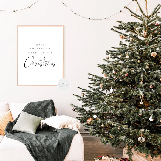 Have Yourself A Merry Little Christmas Quote Print, Festive Wall Art, Winter Seasonal Decor, Xmas