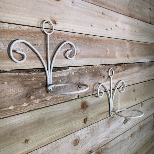 Samuel Alexander - Pack of two Tom Chambers Handcrafted Sorrento Cream Metal Steel Garden Patio Herb Plant Flower Pot Wall Mount Holder