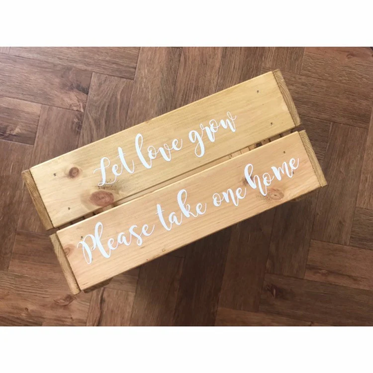 Let Love Grow, Wedding Favour Storage, Seed Favours, Grow Sign, Flower Storage Weddings