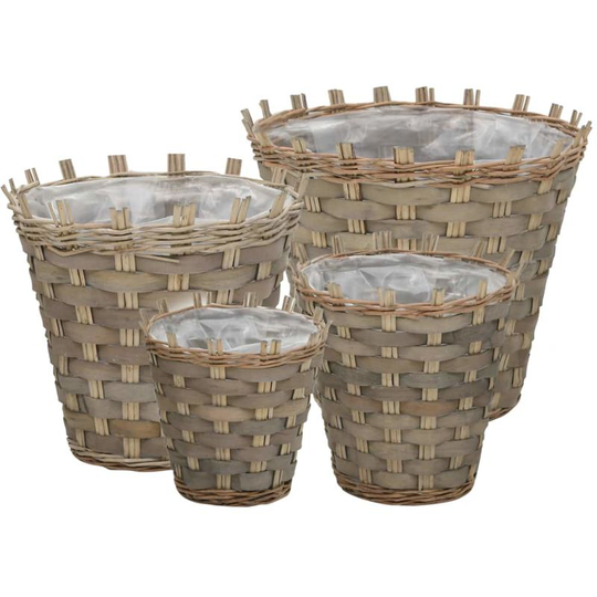 Hommoo - Planter 4 pcs Wicker with pe Lining VD12753