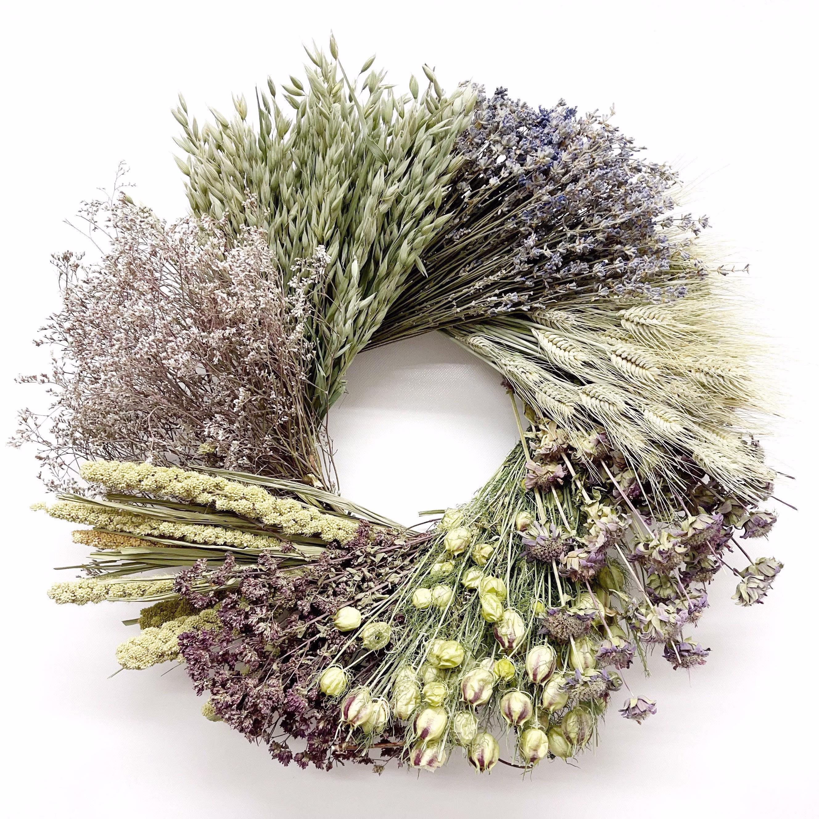 Vancortlandt Farms Handmade Dried Flower & Herbs Cottage Serenity Wheel Wreath