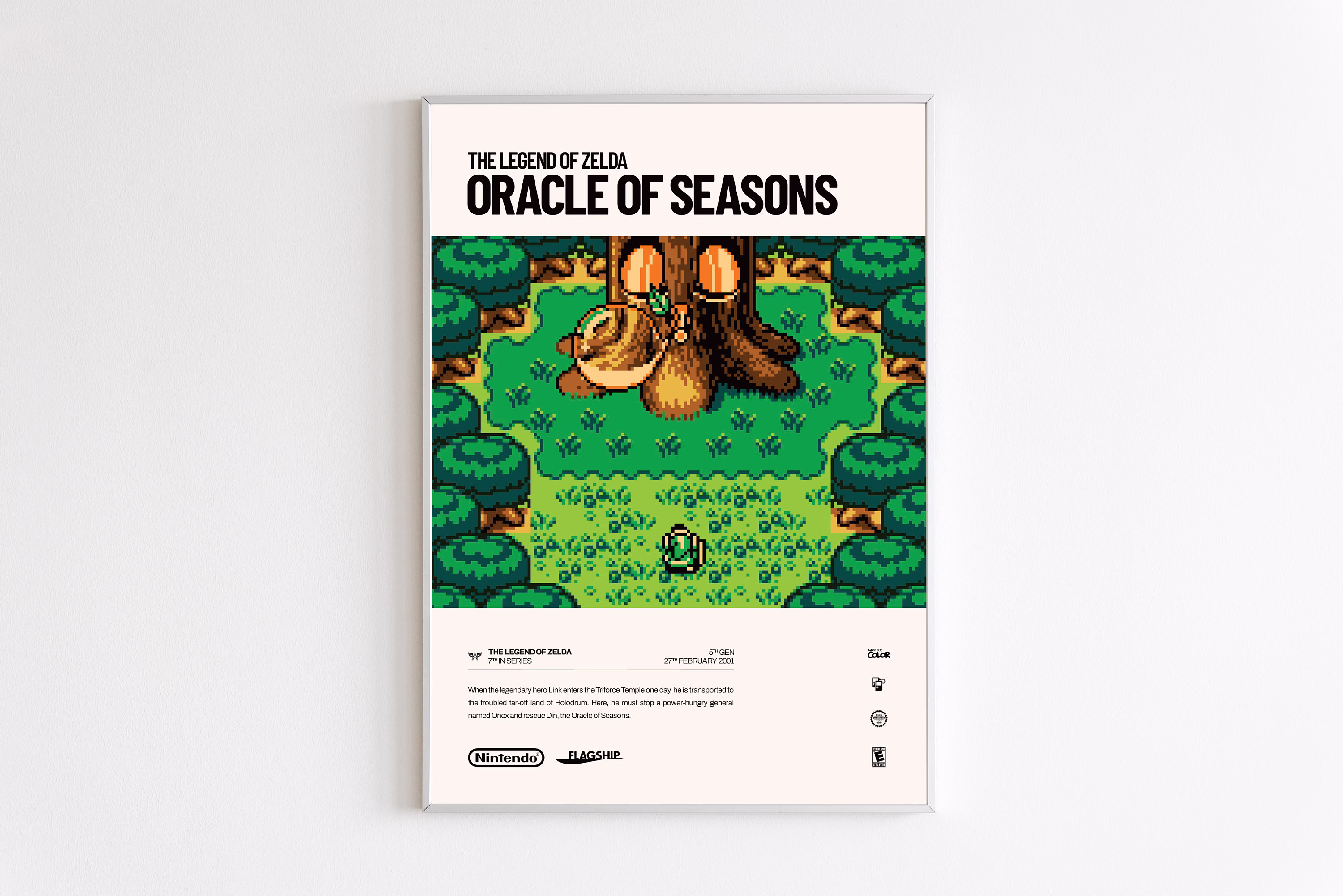 The Legend Of Zelda Oracle Seasons | 2001 For Game Boy - Video Poster Art, Minimalist Design, Nintendo