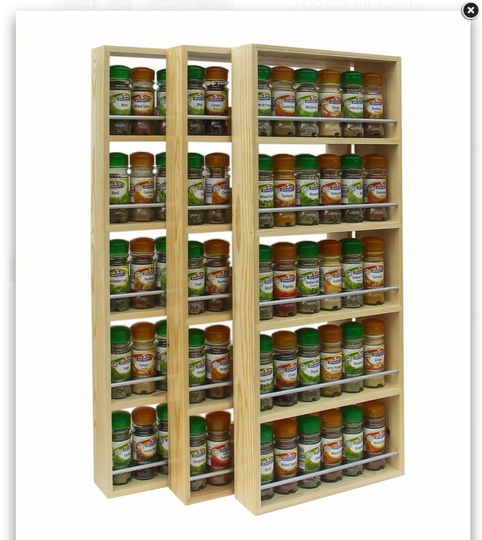 Spice Rack 5 Shelf Pine Wood Freestanding/Wall Mounted Kitchen Storage For Jars Display Shelves | 73.5cm Tall
