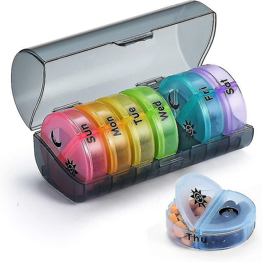 Benobby Kids - Daily Pill Organizer,weekly Am-pm Pill Box,7 Day Pill Boxes Medicine Case,Grey colorful,11