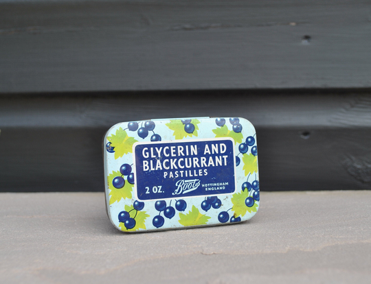 Metal Tin For Glycerin & Blackcurrant Pastilles, Boots Chemists, Medicinal, Advertising