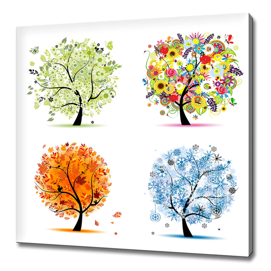 Four Seasons Abstract Trees Modern Design Home Decor Canvas Print Wall Art Picture