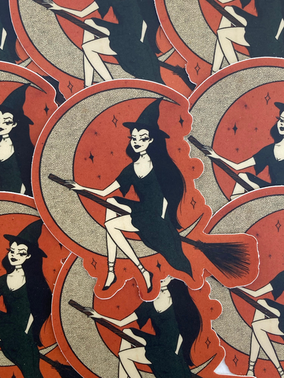 Season Of The Witch Retro Style Pin Up Halloween Vinyl Sticker