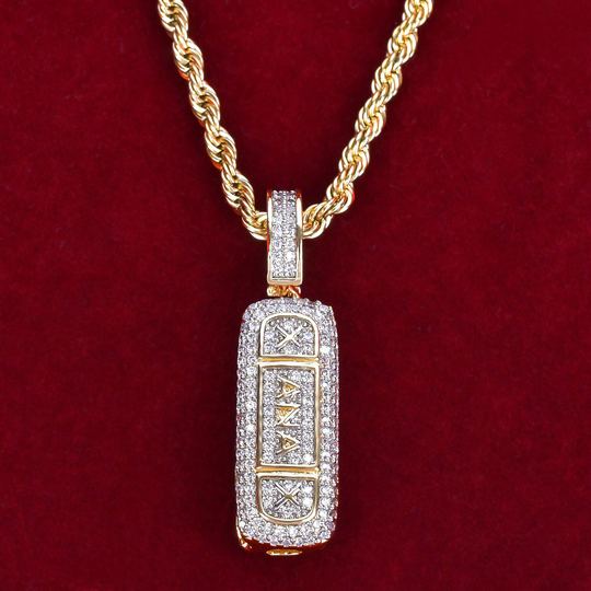 14K Fully Iced Out Custom Two Tone Yellow & White Gold Pill Medicine Fashion Pendant /Gift For Him/Gift Her