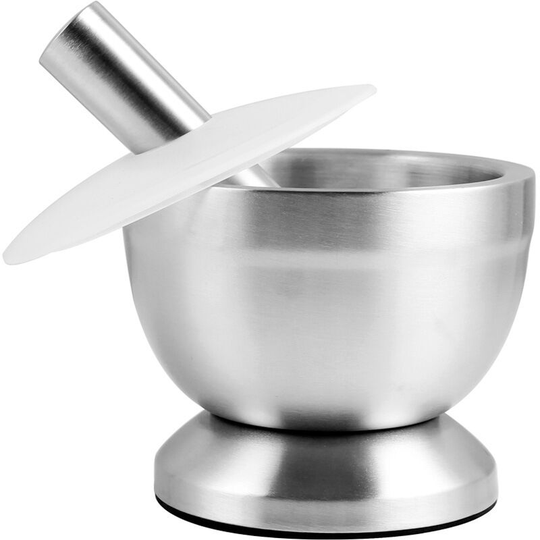 Stainless Steel Garlic Press Grinder Mortar Pedestal Bowl Pot