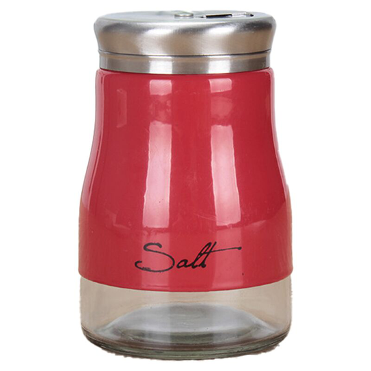 Stainless Steel Salt and Pepper Shakers with Glass Bottom, Modern Kitchen Accessories red