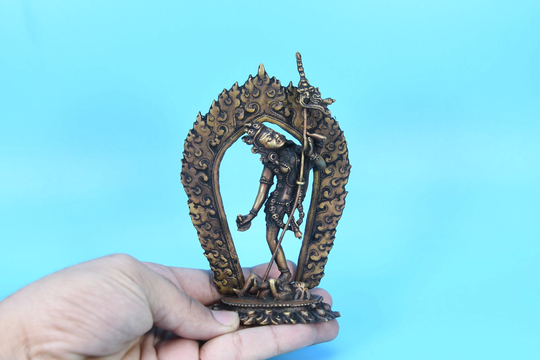 Copper Statue Holding Khatvanga Vajra Vajrayogini Statue Hand Carved Tibetan Sculpture Healing Medicine Figurine Decoration Buddhist Nepal