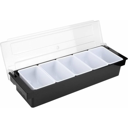 Seasoning Box with Lid Seasoning Storage Container Bar Condiment Holder Fruit Dispenser(Five Grids)