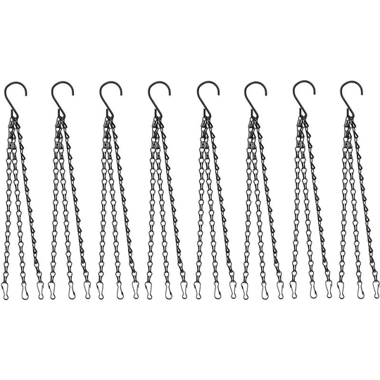 Perle Rare - 8 Pieces Hanging Chain with Clip, 40cm Metal Hanging Basket Hanger 3 Legs Plant Hanger Chain for Flower Pot Planters Bird Feeders