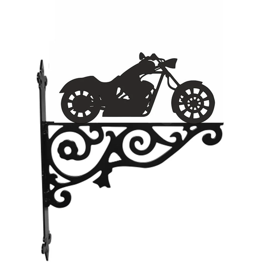Motorbike Ornamental Hanging Bracket - Contemporary Basket Wall Mounted Decorative Garden Black