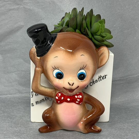 Rubens Monkey Planter - Vintage Figural Nursery Decor